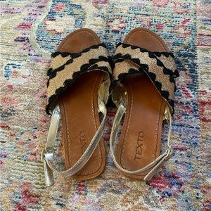 French Black and Gold Sandals